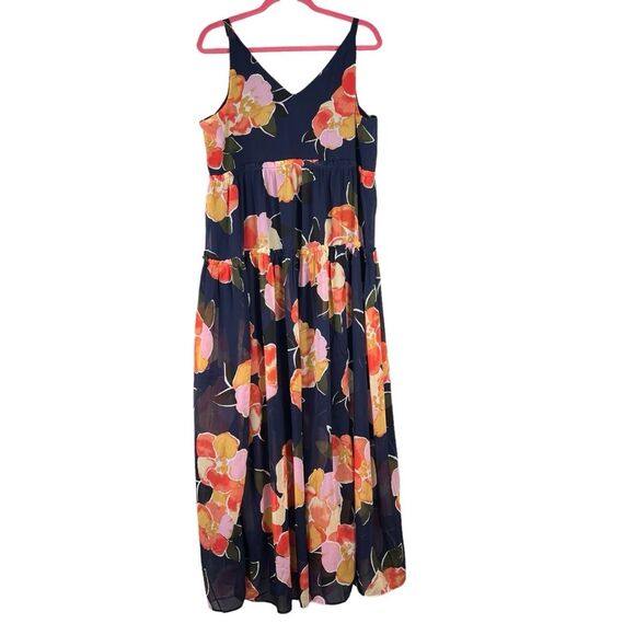 New Maurices Floral Tank Dress XL Blue Orange Flowy Lightweight - Picture 1 of 9